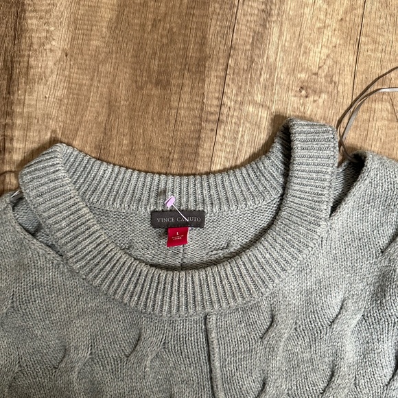 Vince Camuto Gray Cable Knit Crew Neck Sweater - Picture 2 of 2